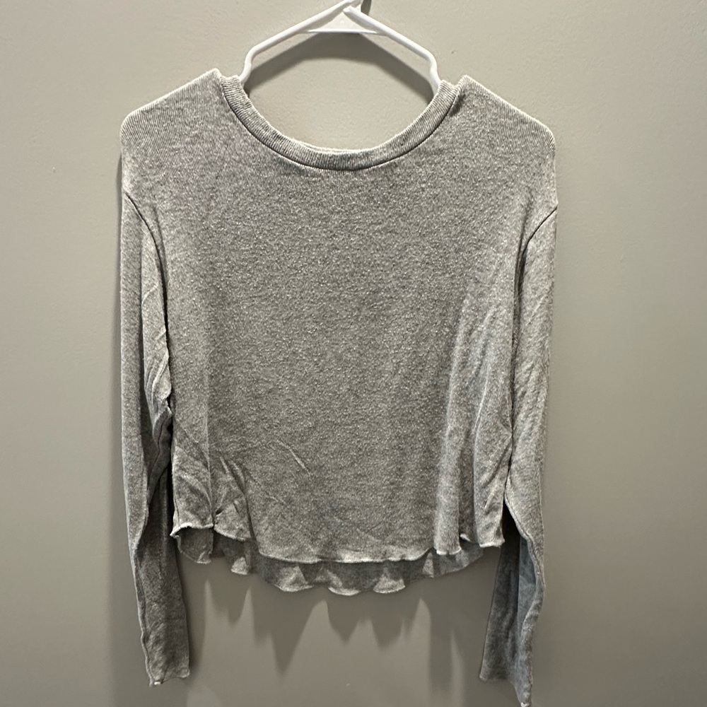 Gray Ribbed Tee - Picture 1 of 4